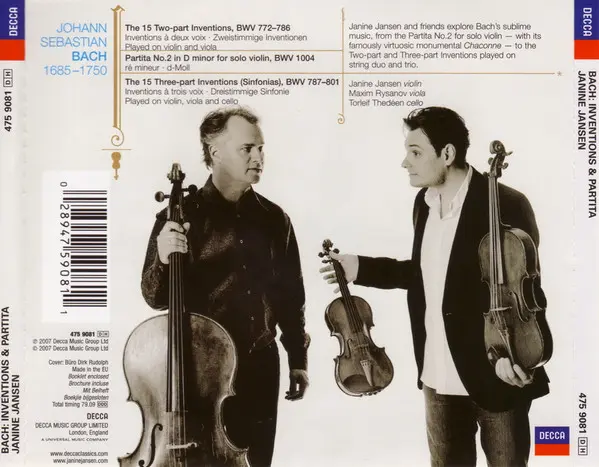 Johann Sebastian Bach, Janine Jansen, Maxim Rysanov • Torleif Thedéen - Inventions & Partita-1