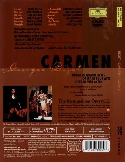 Georges Bizet / Agnes Baltsa, José Carreras, Leona Mitchell, Samuel Ramey, Metropolitan Opera Chorus And The Metropolitan Opera House Orchestra, James Levine (2) - Carmen-1