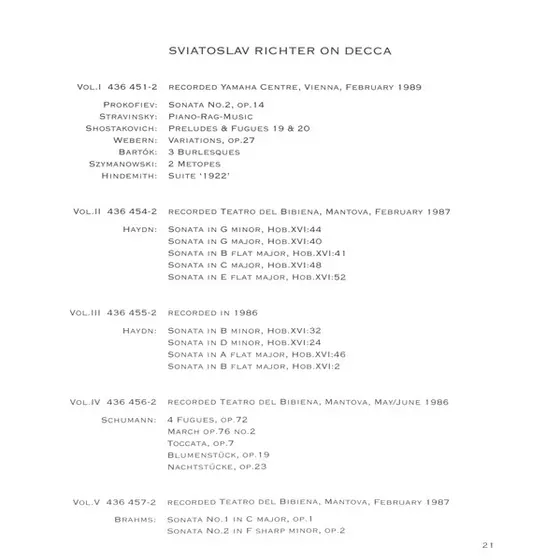 Johannes Brahms, Sviatoslav Richter - Piano Sonatas 1 & 2 - Teatro Del Bibiena, Mantova, 1987-23