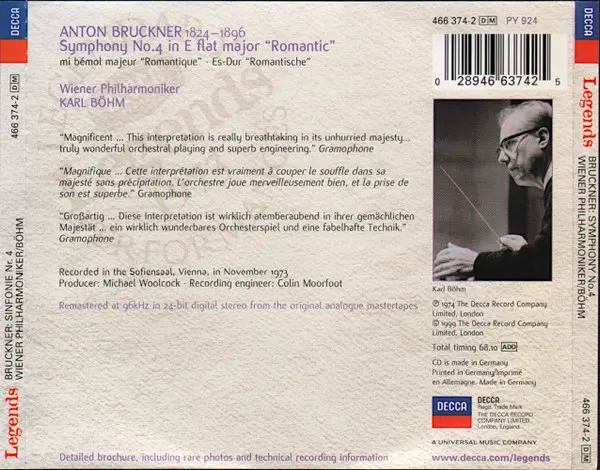 Anton Bruckner, Karl Böhm, Wiener Philharmoniker - Symphony No. 4 In E Flat Major-1