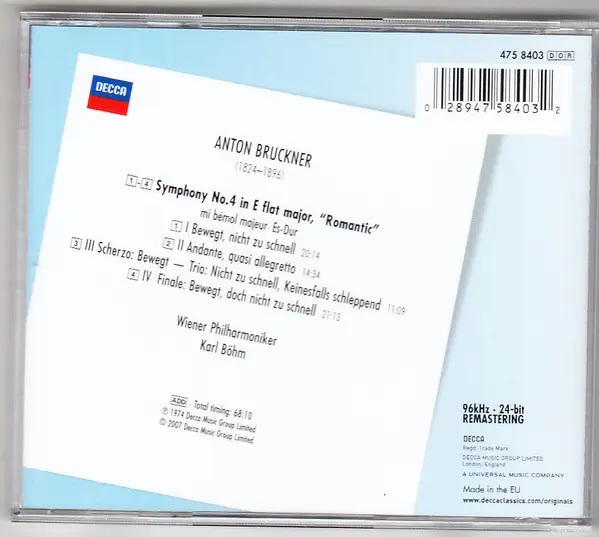 Anton Bruckner, Wiener Philharmoniker, Karl Böhm - Symphony No. 4-1