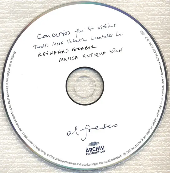 Giuseppe Torelli • Giovanni Mossi • Giuseppe Valentini • Pietro Antonio Locatelli • Leonardo Leo - Musica Antiqua Köln, Reinhard Goebel - Concertos For 4 Violins-2