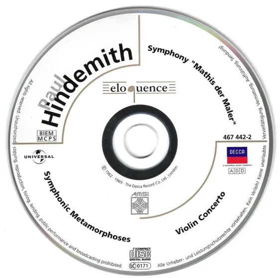 Paul Hindemith - Claudio Abbado, Paul Kletzki, London Symphony Orchestra - Symphony "Mathis Der Maler" / Symphonic Metamorphoses / Violin Concerto-1