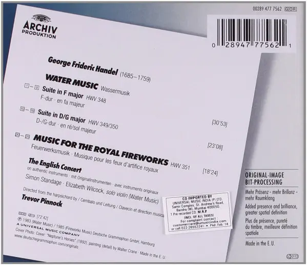 Georg Friedrich Händel - The English Concert • Trevor Pinnock - Water Music / Music For The Royal Fireworks-20
