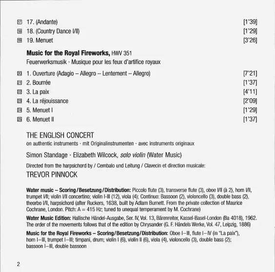 Georg Friedrich Händel - The English Concert • Trevor Pinnock - Water Music / Music For The Royal Fireworks-6