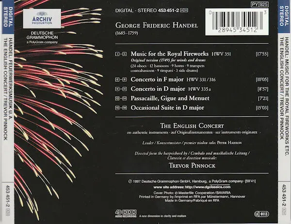 Georg Friedrich Händel - The English Concert, Trevor Pinnock - Music For The Royal Fireworks (Original Version 1749)-1