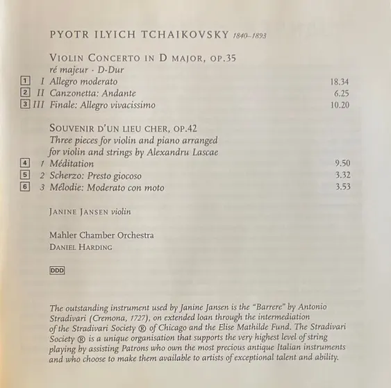 Janine Jansen, Pyotr Ilyich Tchaikovsky, Mahler Chamber Orchestra, Daniel Harding - Tchaikovsky Violin Concerto • Souvenir D'un Lieu Cher-7