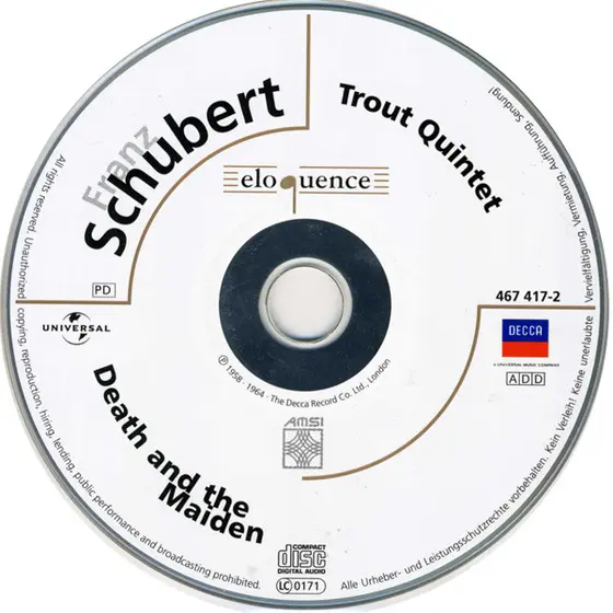 Franz Schubert / Mitglieder Des Wiener Oktetts / Wiener Philharmonisches Streichquartett - Trout Quintet / Death And The Maiden-2