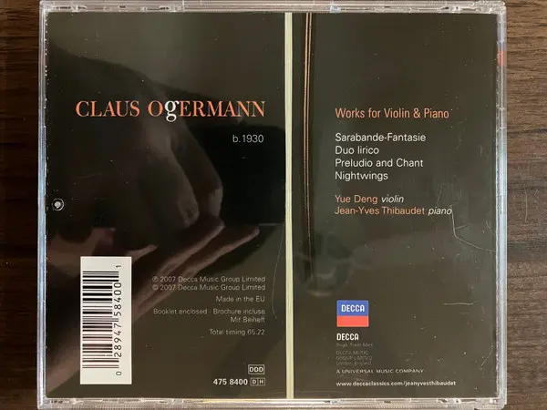 Claus Ogerman - Yue Deng, Jean-Yves Thibaudet - Works For Violin & Piano-12
