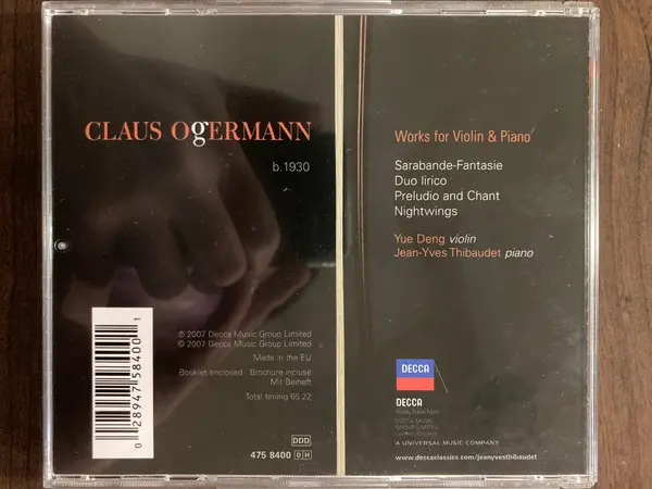 Claus Ogerman - Yue Deng, Jean-Yves Thibaudet - Works For Violin & Piano-1