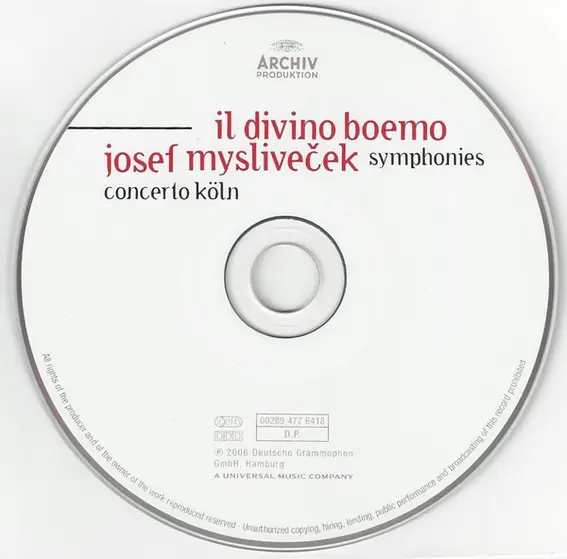 Josef Mysliveček, Concerto Köln - Il Divino Boemo - Symphonies-9