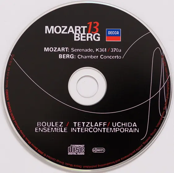 Wolfgang Amadeus Mozart / Alban Berg – Pierre Boulez / Christian Tetzlaff / Mitsuko Uchida / Ensemble Intercontemporain - Mozart 13 Berg-2
