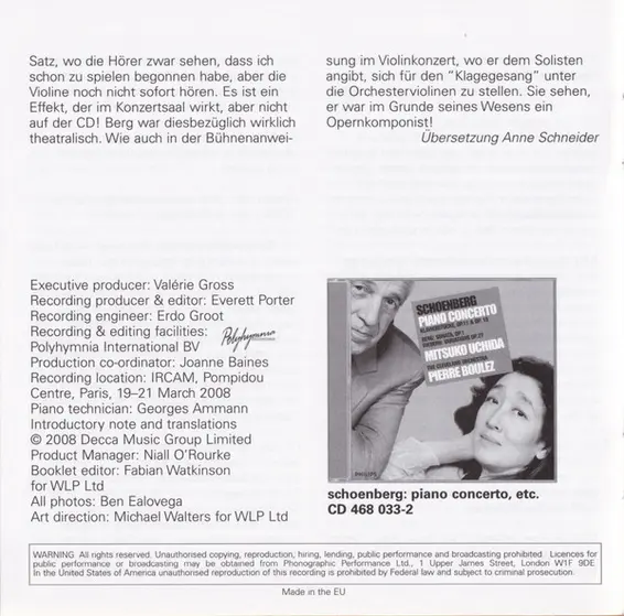 Wolfgang Amadeus Mozart / Alban Berg – Pierre Boulez / Christian Tetzlaff / Mitsuko Uchida / Ensemble Intercontemporain - Mozart 13 Berg-8