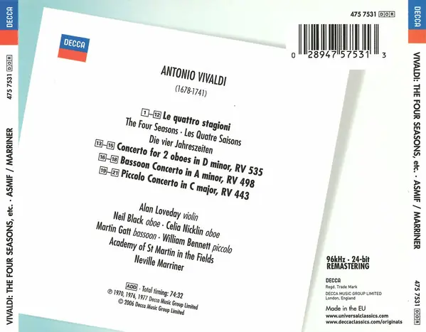 Antonio Vivaldi ‎– The Academy Of St. Martin-in-the-Fields, Sir Neville Marriner with Alan Loveday - The Four Seasons-2