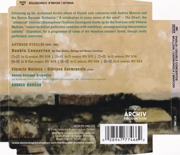 Antonio Vivaldi, Viktoria Mullova, Giuliano Carmignola, Venice Baroque Orchestra, Andrea Marcon - Concertos For Two Violins-1
