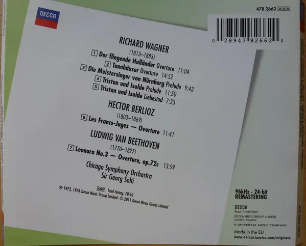 Richard Wagner - Chicago Symphony Orchestra, Georg Solti - Overtures: Der Fliegende Holländer, Tannhäuser, Die Meistersinger Von Nürnberg / Prelude & Liebestod: Tristan Und Isolde-2