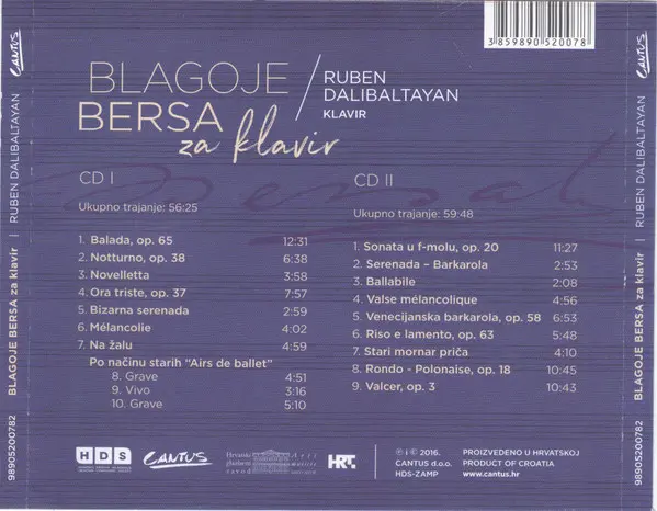 Blagoje Bersa, Ruben Dalibaltayan - Za Klavir-1
