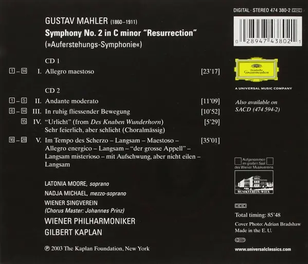 Gustav Mahler - Latonia Moore • Nadja Michael • Wiener Singverein • Wiener Philharmoniker • Gilbert Kaplan - Symphony No. 2-1