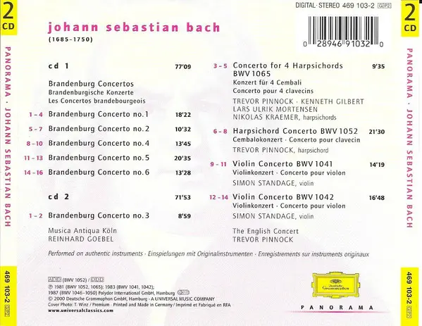Johann Sebastian Bach, Trevor Pinnock, Reinhard Goebel - Concertos Brandebourgeois - Concertos Pour Violon - Concertos Pour Clavecin-3