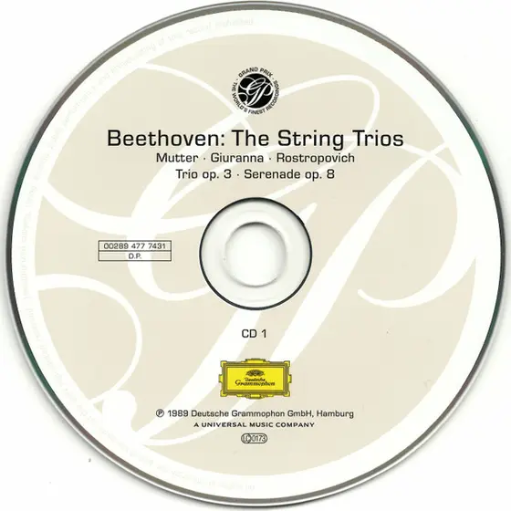 Ludwig van Beethoven - Anne-Sophie Mutter, Bruno Giuranna, Mstislav Rostropovich - Die Streichtrios = The String Trios = Les Trios Pour Cordes-2