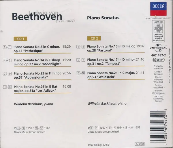 Ludwig van Beethoven, Wilhelm Backhaus - Piano Sonatas-1