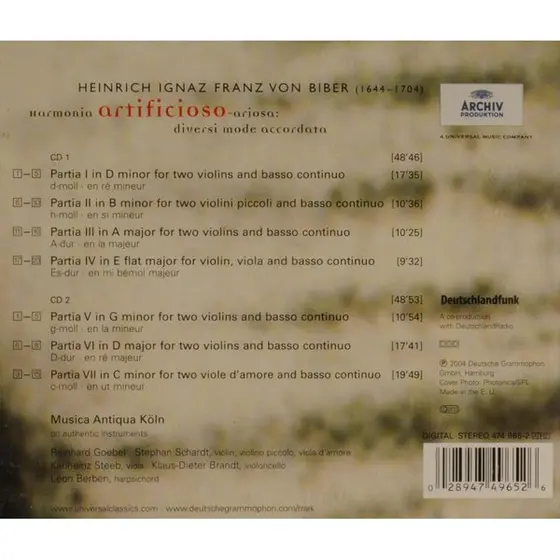 Heinrich Ignaz Franz Biber - Musica Antiqua Köln, Reinhard Goebel - Harmonia Artificiosa-1