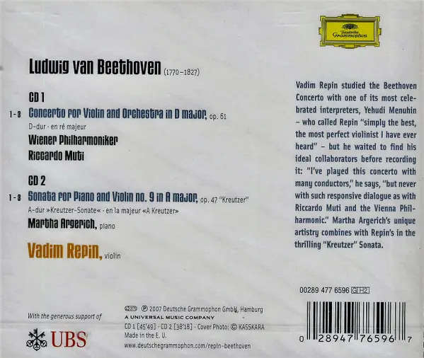 Ludwig van Beethoven, Vadim Repin, Martha Argerich, Wiener Philharmoniker, Riccardo Muti - Violin Concerto | "Kreutzer Sonata-16