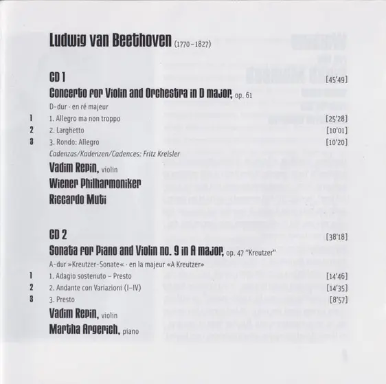 Ludwig van Beethoven, Vadim Repin, Martha Argerich, Wiener Philharmoniker, Riccardo Muti - Violin Concerto | "Kreutzer Sonata-7
