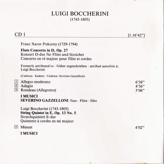 Luigi Boccherini - Severino Gazzelloni, Maurice Gendron, Pepe Romero, Quartetto Italiano, I Musici, Academy Of St. Martin-in-the-Fields Chamber Ensemble, New Philharmonia Orchestra, Orchestre Des Concerts Lamoureux, Pablo Casals, Raymond Leppard - The Best Of Boccherini (Including The Minuet)-6