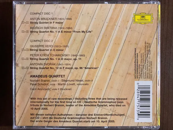 Anton Bruckner • Bedřich Smetana • Giuseppe Verdi • Pyotr Ilyich Tchaikovsky • Antonín Dvořák – Amadeus-Quartett • Cecil Aronowitz - Bruckner / Smetana / Verdi-3