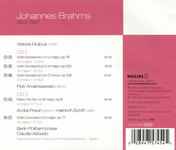 Johannes Brahms, Viktoria Mullova - Violin Concerto · 3 Violin Concertos · Piano Trio, Op. 8-1