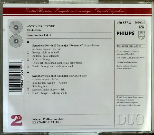 Anton Bruckner, Wiener Philharmoniker, Bernard Haitink - Symphonies No.4 "Romantic" & 5-1