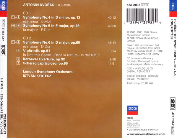 Antonín Dvořák - London Symphony Orchestra, István Kertész - The Symphonies Nos. 4-6-2