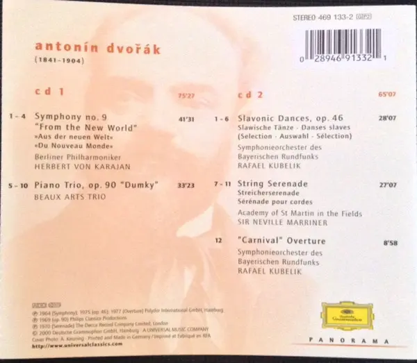Antonín Dvořák, Herbert von Karajan, Rafael Kubelik, Sir Neville Marriner - Symphony "From The New World" - Slavonic Dances-1