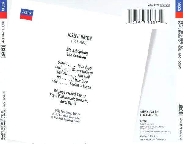 Joseph Haydn - Lucia Popp • Werner Hollweg • Kurt Moll • Helena Döse • Benjamin Luxon • Brighton Festival Chorus • Royal Philharmonic Orchestra • Antal Dorati - Die Schöpfung = The Creation-2