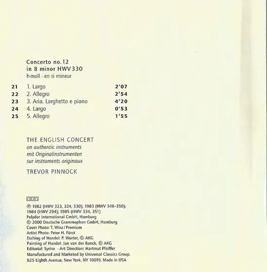 Georg Friedrich Händel, The English Concert, Trevor Pinnock - Music For The Royal Fireworks / Concerti Grossi / Water Music-6
