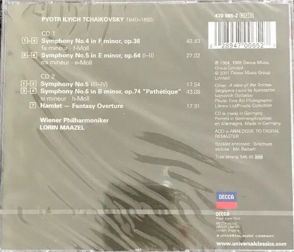 Pyotr Ilyich Tchaikovsky - Wiener Philharmoniker, Lorin Maazel - Symphonies 4–6 / Hamlet – Fantasy Overture-1