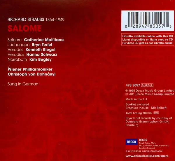 Richard Strauss - Catherine Malfitano · Bryn Terfel · Kenneth Riegel · Hanna Schwarz · Kim Begley · Wiener Philharmoniker · Christoph von Dohnányi - Salome-1