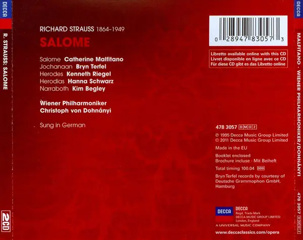 Richard Strauss - Catherine Malfitano · Bryn Terfel · Kenneth Riegel · Hanna Schwarz · Kim Begley · Wiener Philharmoniker · Christoph von Dohnányi - Salome-2