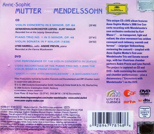 Felix Mendelssohn-Bartholdy / Anne-Sophie Mutter, Gewandhausorchester Leipzig, Kurt Masur, André Previn, Lynn Harrell - Mendelssohn-1