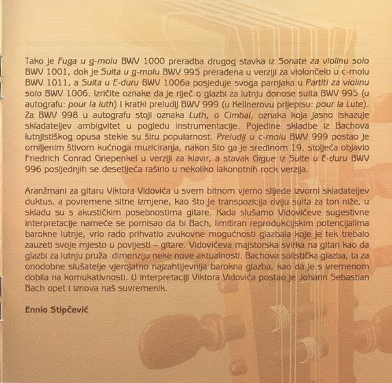 Johann Sebastian Bach, Viktor Vidović - Djela Za Lutnju / Lute Works-4
