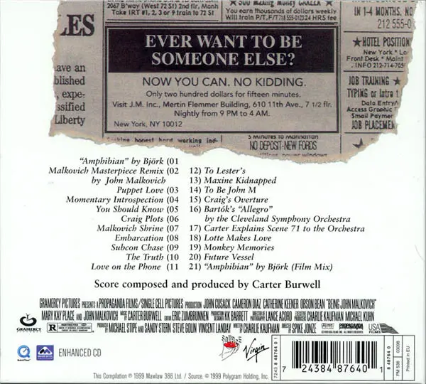 Carter Burwell - Being John Malkovich (Original Motion Picture Soundtrack)-1