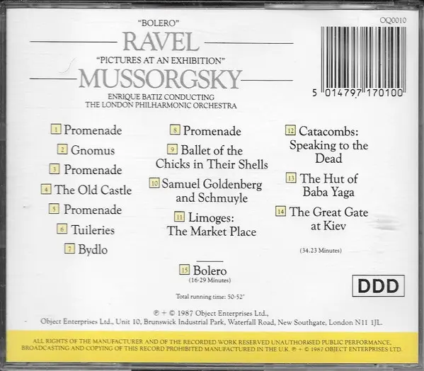 Maurice Ravel - Modest Mussorgsky, Enrique Batiz Conducting London Philharmonic Orchestra - Bolero / Pictures At An Exhibition-1