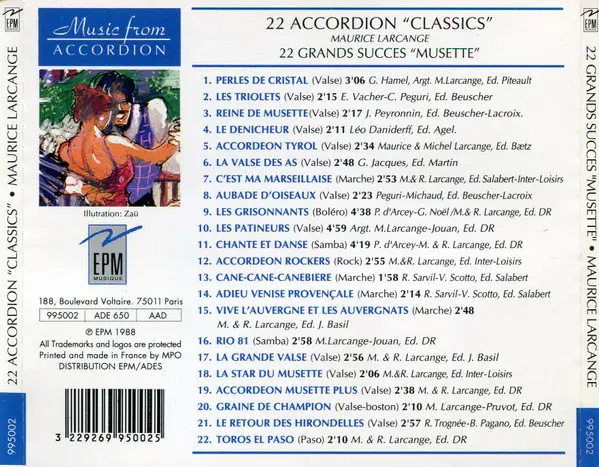 Maurice Larcange - 22 Accordion "Classics" - 22 Grands Succes "Musette-1