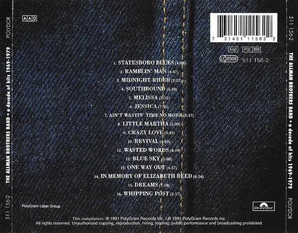 The Allman Brothers Band - A Decade Of Hits 1969 - 1979-1