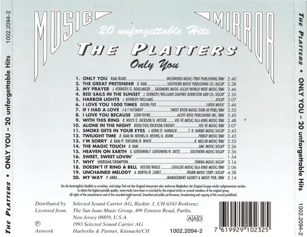 The Platters - Only You - 20 Unforgettable Hits-1