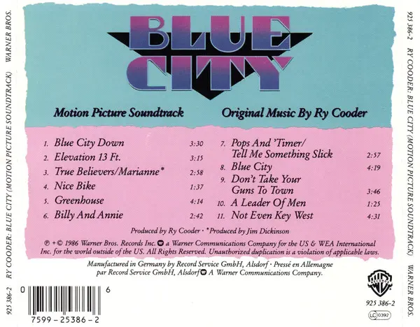 Ry Cooder - Blue City (Motion Picture Soundtrack)-1