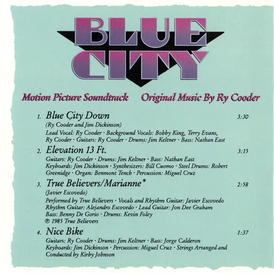 Ry Cooder - Blue City (Motion Picture Soundtrack)-5