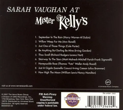 Sarah Vaughan And Her Trio - Sarah Vaughan At Mister Kelly's-1