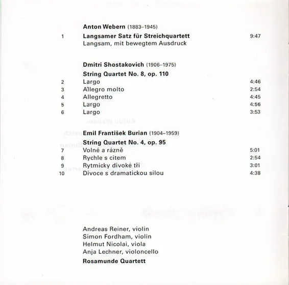 Rosamunde Quartett - Anton Webern / Dmitri Shostakovich / E. F. Burian - Anton Webern / Dmitri Shostakovich / Emil František Burian-5